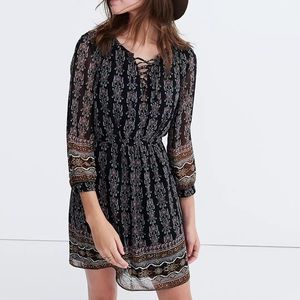 Lace-Up Dress in Burnished Floral